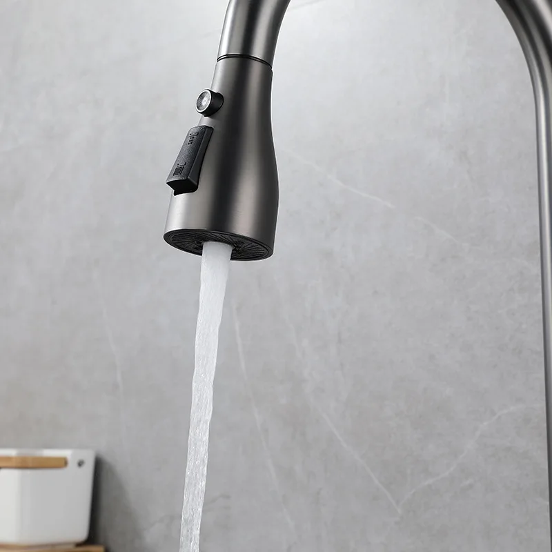 Stainless Steel Pull Out Waterfall Faucet Nano Black Multifunctional Kitchen Sink With Digital Display