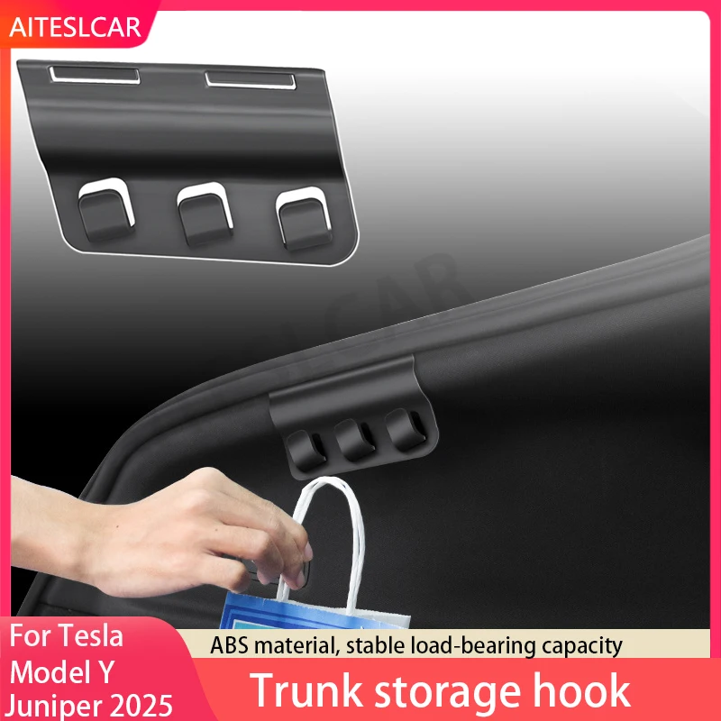 For New Tesla Model YL Y Juniper 2026 2025 Rear Trunk Hook Seat Button Cargo Grocery Shopping Bag Holder Umbrella Hanger Storage