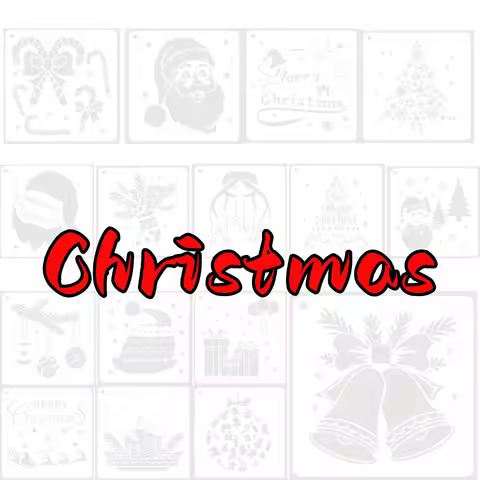Christmas Gift Box Stencils Pattern Graffiti Drawing Tool Spray Painting Template DIY Window Scrapbooking Decor