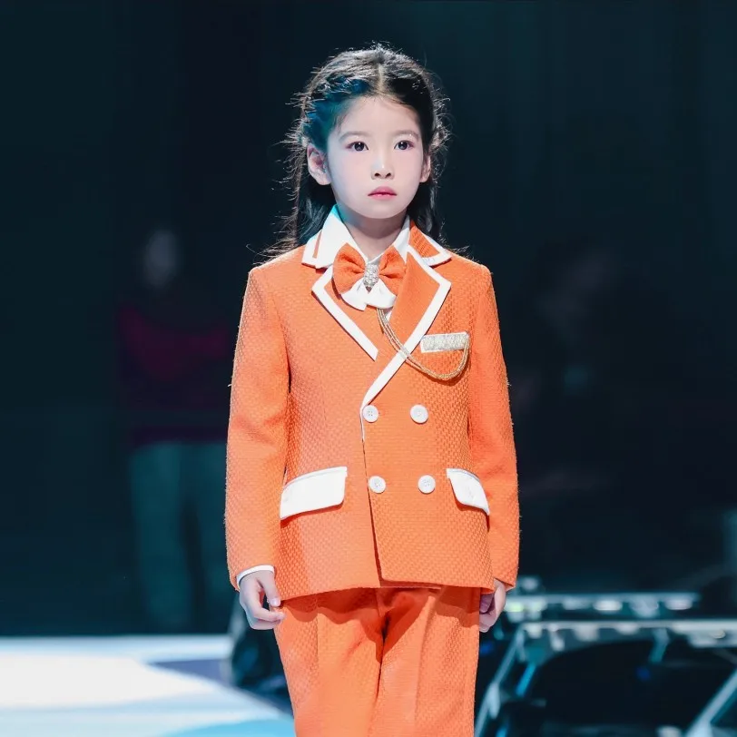 New Handmade Flower Boy Host Piano Performance Blazer Traje De Niño Para Boda Boys Suits A4690 Children's Suit Set