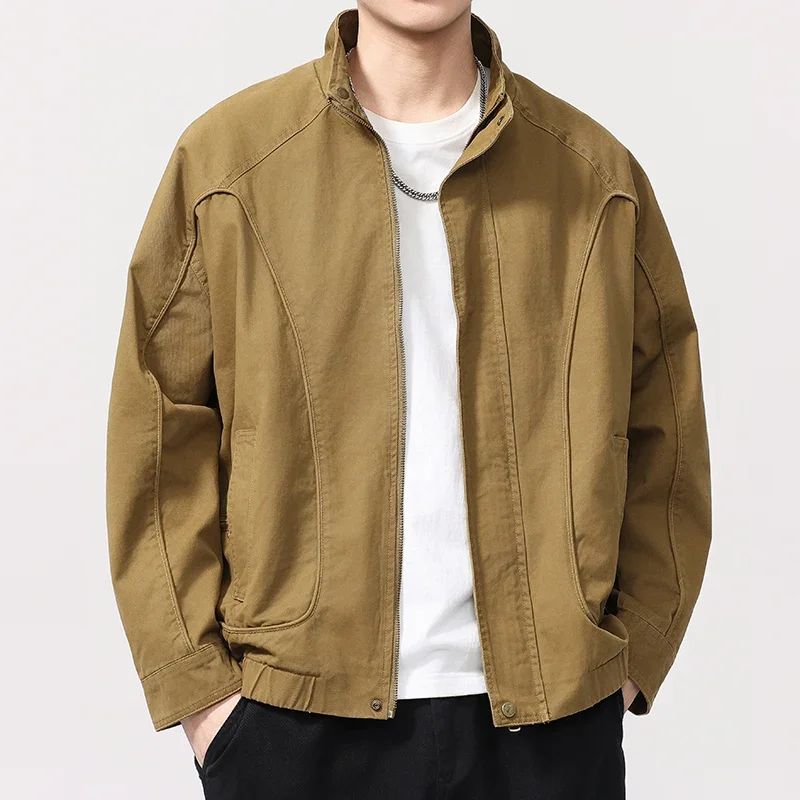 Men Streetwear Retro Fashion Loose Casual Spring Autumn Bomber Cargo Jacket Cityboy Plus Size Varsity Jacket Coat Outerwear