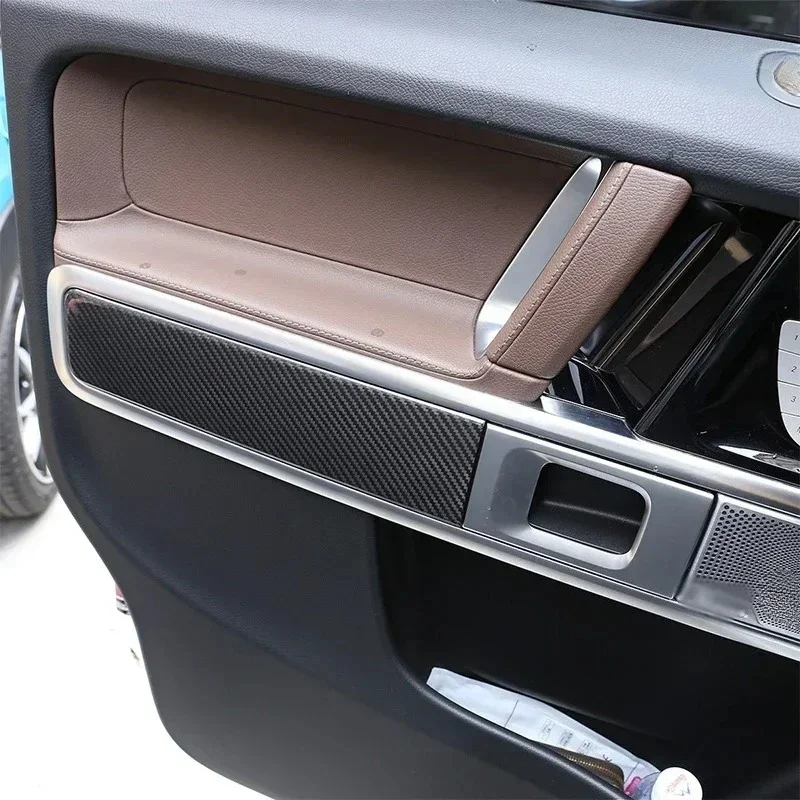For Mercedes-Benz G-Class W464 G500 G63 Real Dry Carbon Fiber 19-2020 Interior Door Trim Plate Sticker Modification Accessories