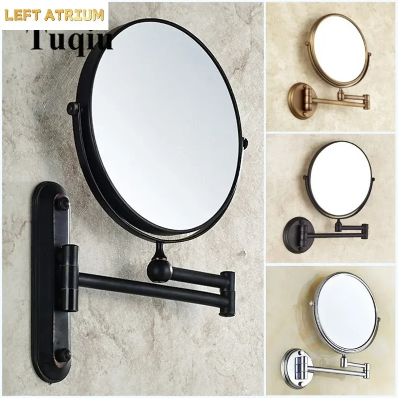 Bathroom Mirror Wall Mounted 8 inch Brass 3X/1X Magnifying Mirror Folding Black Oil/Gold Makeup Mirror Cosmetic Mirror Lady Gift