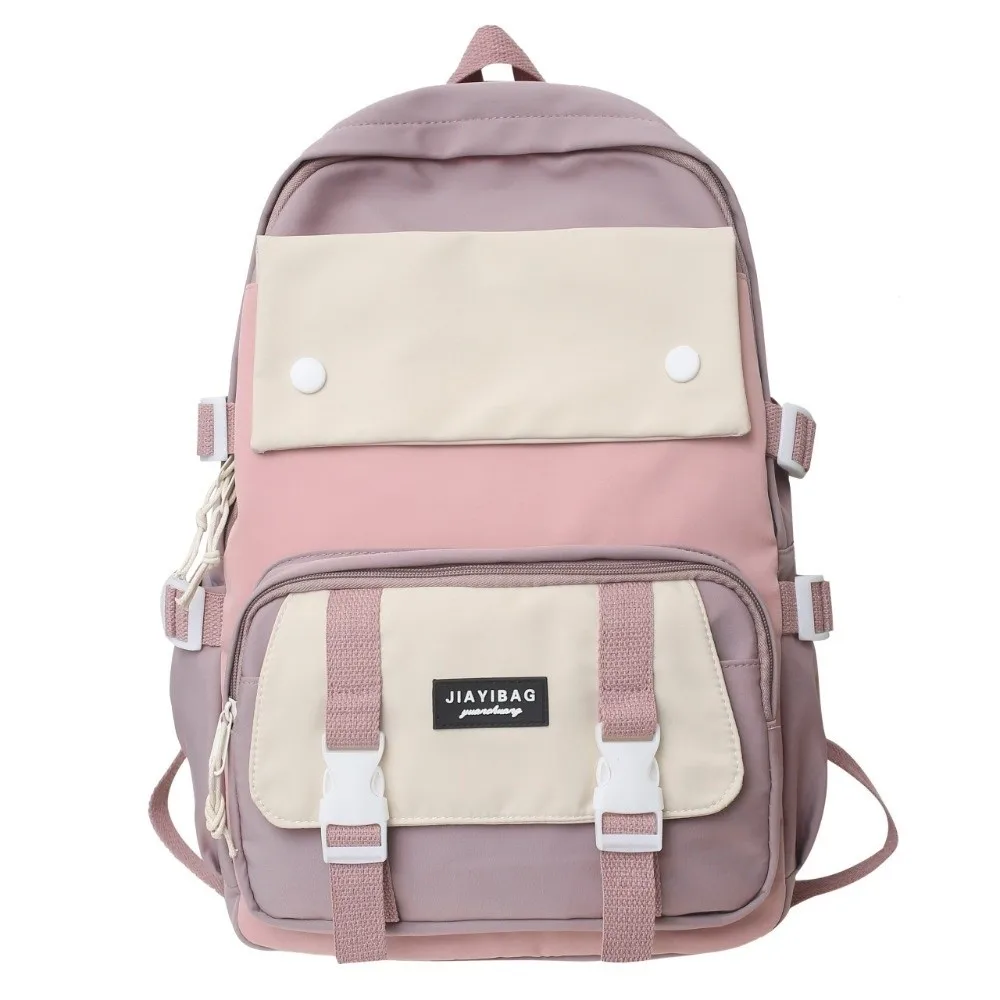 Simple Nylon Backpack Large Capacity Korean Color Book Bag Breathable Multifunction College Backpack Teenage