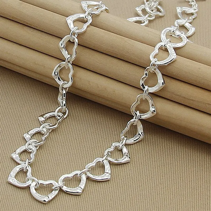 

925 Sterling Silver Necklace Fashion Full Small Heart Charm Necklaces Beautiful Jewelry Women Female Birthday Gift