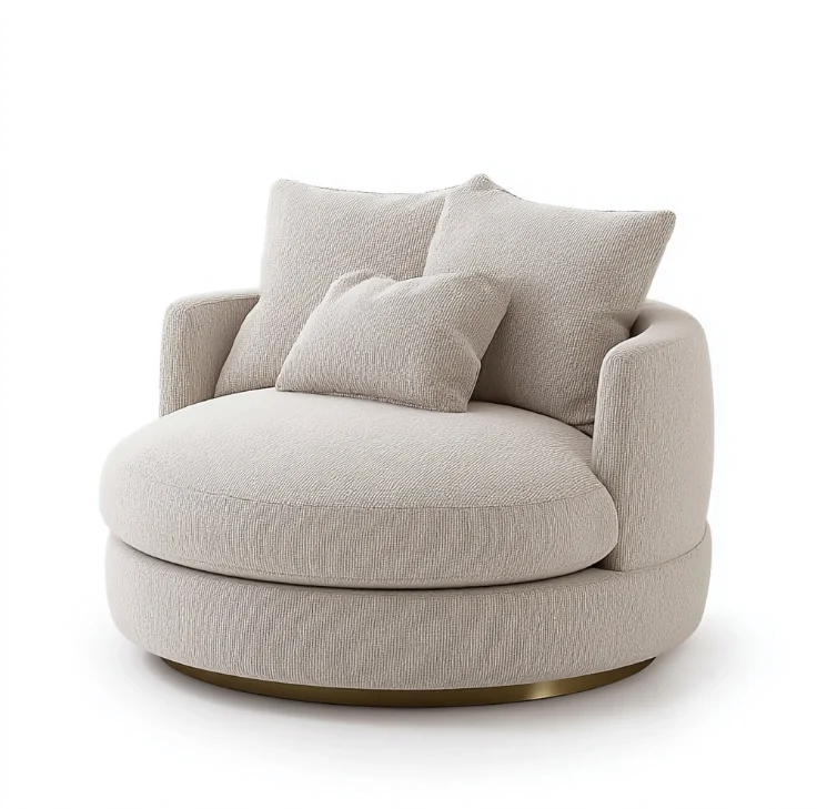 #Modern Tufted Sofa Set Living Room White Chair Indoor Furniture Upholstered Swivel Armchair Home Office Bedroom