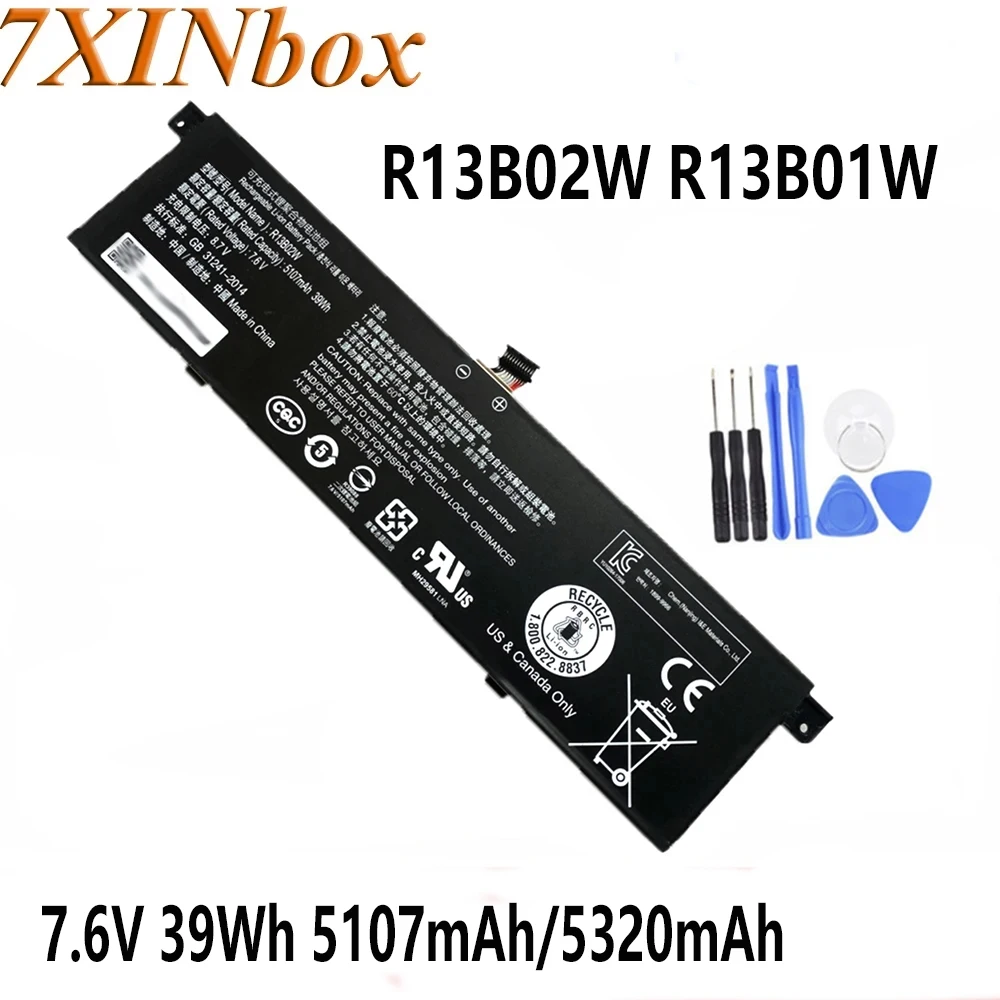 7XINbox 7.6V 39Wh 5107mAh/5320mAh R13B02W R13B01W Original Laptop Battery For Xiaomi Mi Air 13.3" Series Tablet R13B02W R13B01W