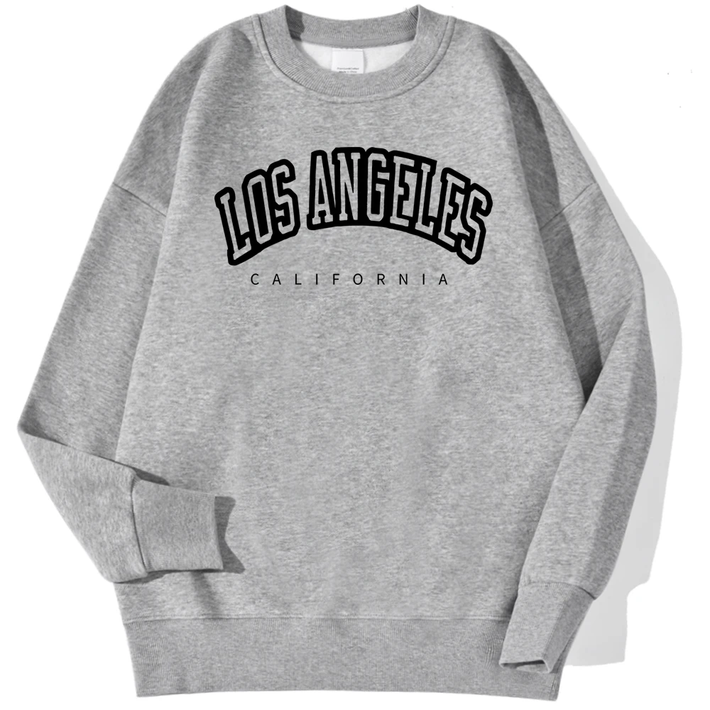 Los Angeles California Letter Print Man Pullovers Fashion Fit Autumn Hoodie Vintage Big Size Sweatshirt Casual Fur-Liner Clothes