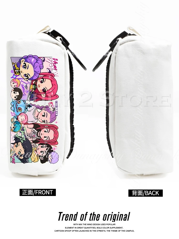 KPop Demon Hunters película Zoey Rumi Mira A estuche para lápices caja de papelería de gran capacidad dos estilos blanco negro disfraz de Cosplay individual