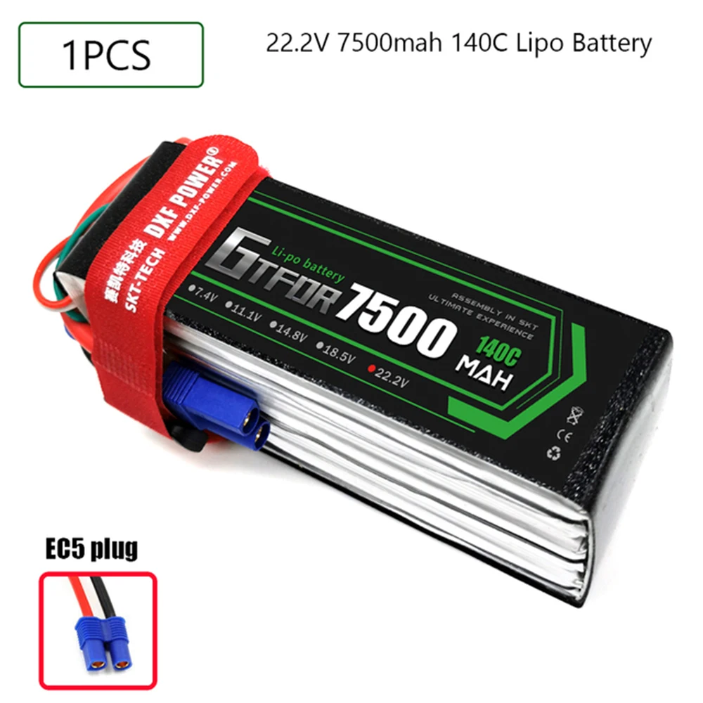 GTFDR 6S Lipo Battery 22.2V 7500mAh 7000mAh 6500mAh 5200mAh XT90 XT60 T for FPV Drone Airplanes Quadcopter Boat Truck Helicopter