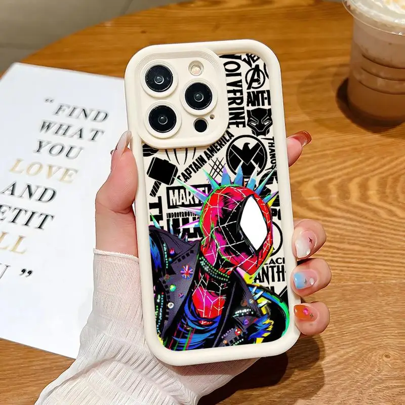 Marvel Spider Punk Miles Soft Liquid Silicone Phone Case For iPhone 11 12 13 14 15 Pro Max Plus XS X XR Max 7 Bumper Back Cover