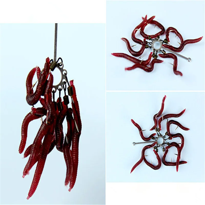20PCS-100PCS 3.5cm 0.15g Soft Lure Bass Bream Bloodworm Fishing Earthworm Worm Rubber Red Worm Bait Fishy Smell Realistic Tackle