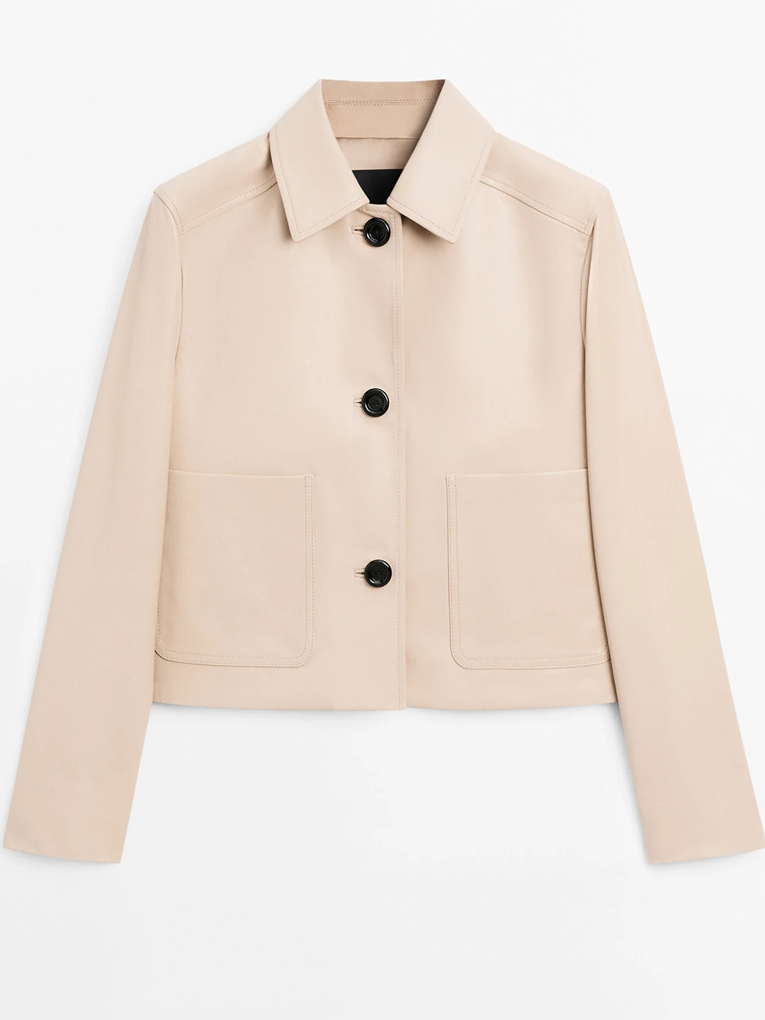 معطف Ele Pure Color ort Leather Jaet MD للسيدات لخريف جديد غير رسمي منقوع Faion بسيط بأزرار لأعلى