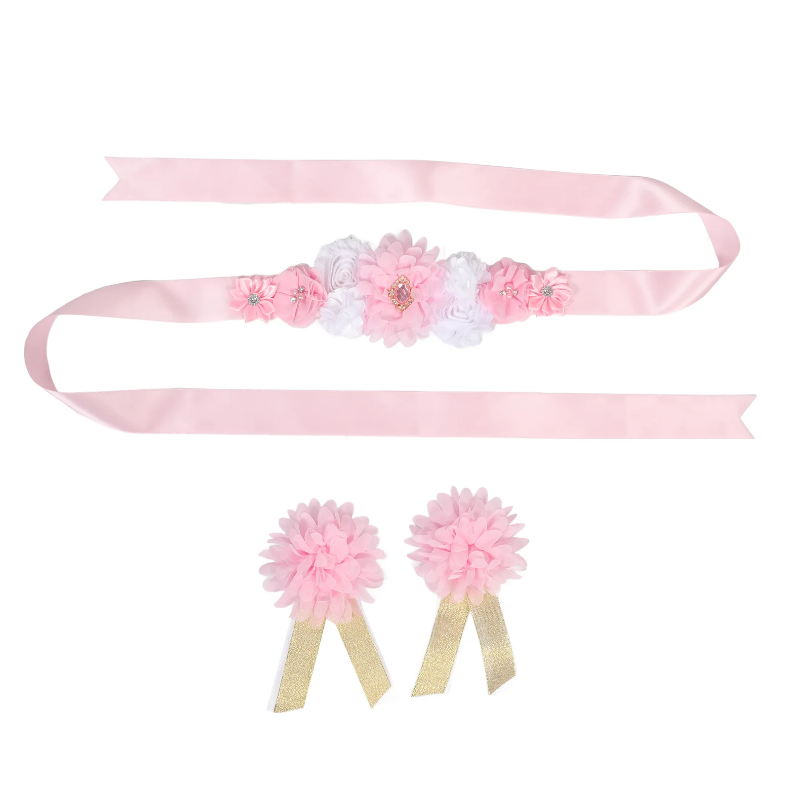 

Baby Shower Maternity Sash Belt Kits for Newborns Flower Wedding Pregnant Bridal Belts Dress