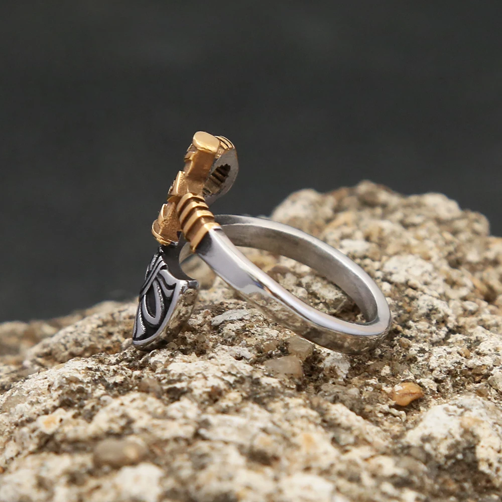 Gothic Vintage Stainless Steel Seal Cross Egypt Ring For Men Women Punk Biker Egyptian Anka Cross Ring Fashion Jewelry Wholesale