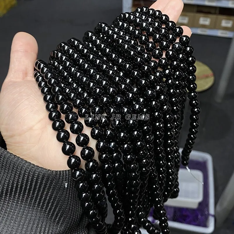 5A Natürliche Schwarze Achat Onyx Stein Perlen Runde Lose Spacer 4 6 8 10 12mm Für Schmuck Machen DIY armbänder Zubehör 15'' Strang – Detail 6