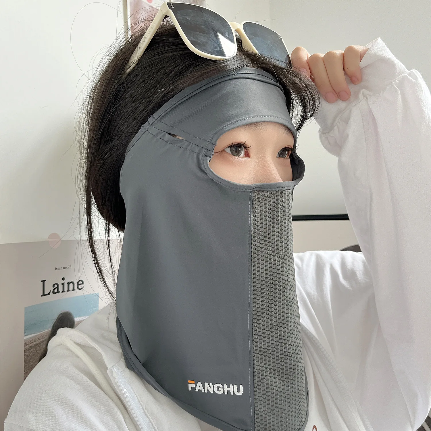 UV Protection Ice Silk Mask Sun Proof Bib Solid Color Face Cover Face Shield Summer Face Scarves Sunscreen Face Scarf Riding