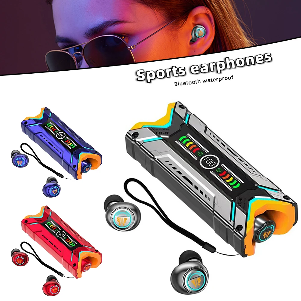 

Беспроводная Магнитная гарнитура Mecha с цифровым дисплеем, водонепроницаемая Спортивная гарнитура для спорта на открытом воздухе