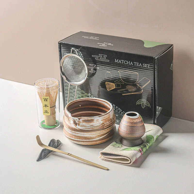 

4pcs Handmade Home Easy Clean Matcha Tea Set Tool Stand Kit Bowl Whisk Scoop Gift Ceremony Traditional Japanese Accessories