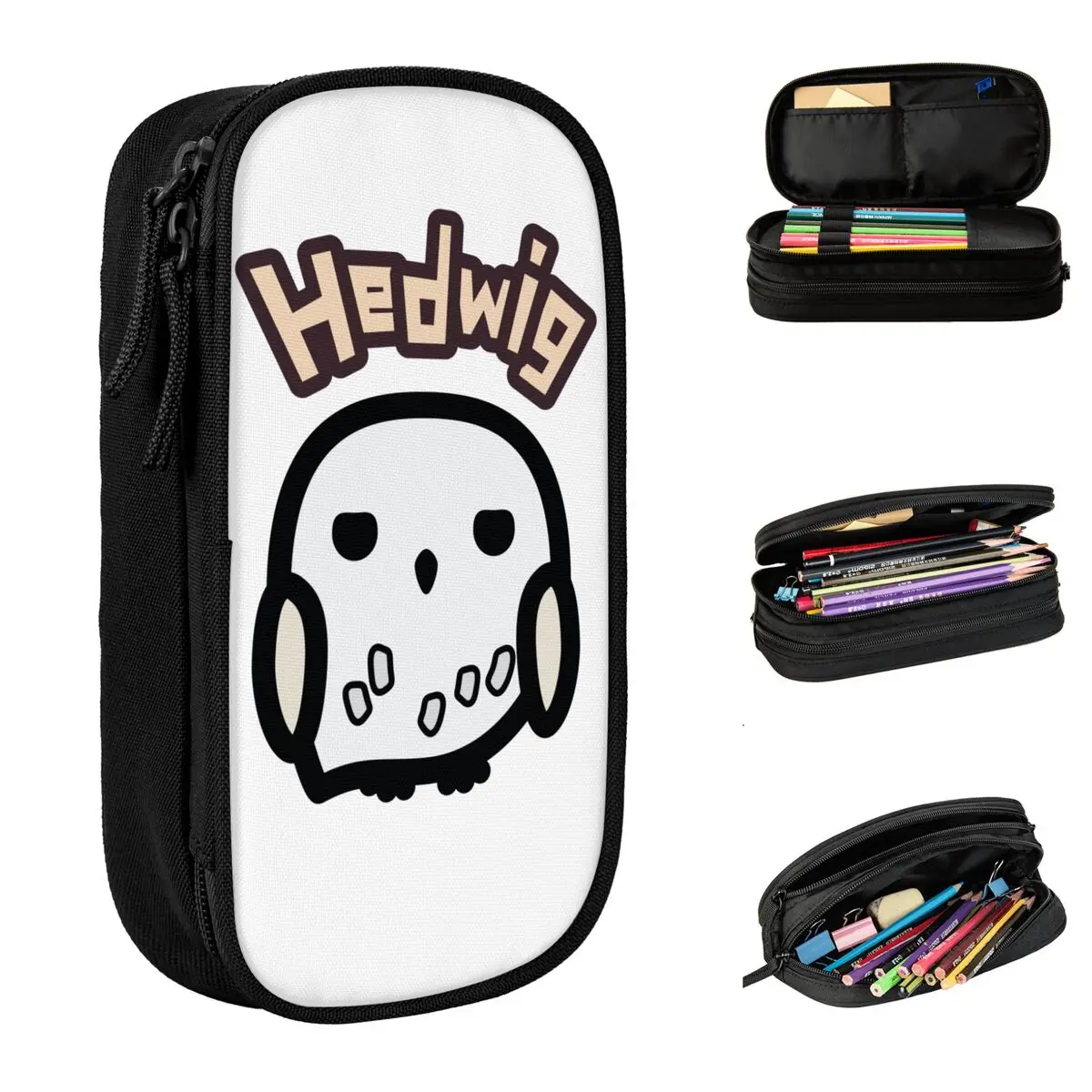 Potters Hedwig Cartoon Character Art Pencil Case Cute Pen Holder Bags Student Large Storage Students School Cosmetic Pencilcases