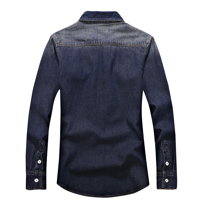 Spring and Autumn Men\'s Denim Shirts High Quality Washed Denim Tight Shirts Men\'s Casual Fashion Men\'s Denim Cardigan T-shirts