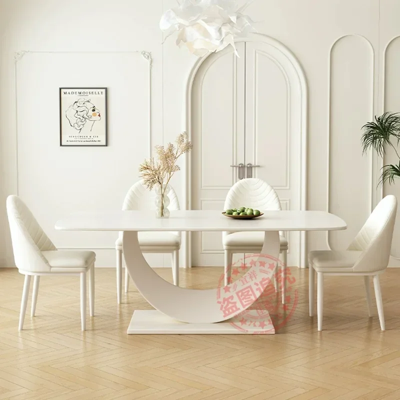 

Light Luxurious Rock Dining Table Combination Modern Minimalist Small Western Restaurant Table Mesa De Jantar Kitchen Furniture