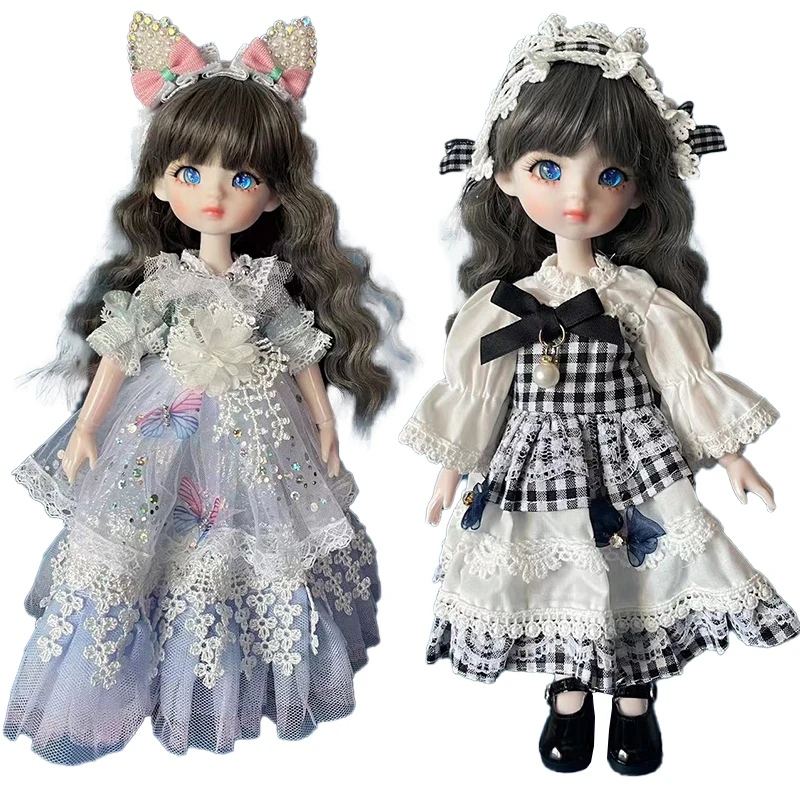 

1/6 Bjd Doll Full Set 30cm Handmade Makeup Doll Multi-joint Moveable with 3 Pairs Eyes Kids Girls Doll Toy Birthday Gift