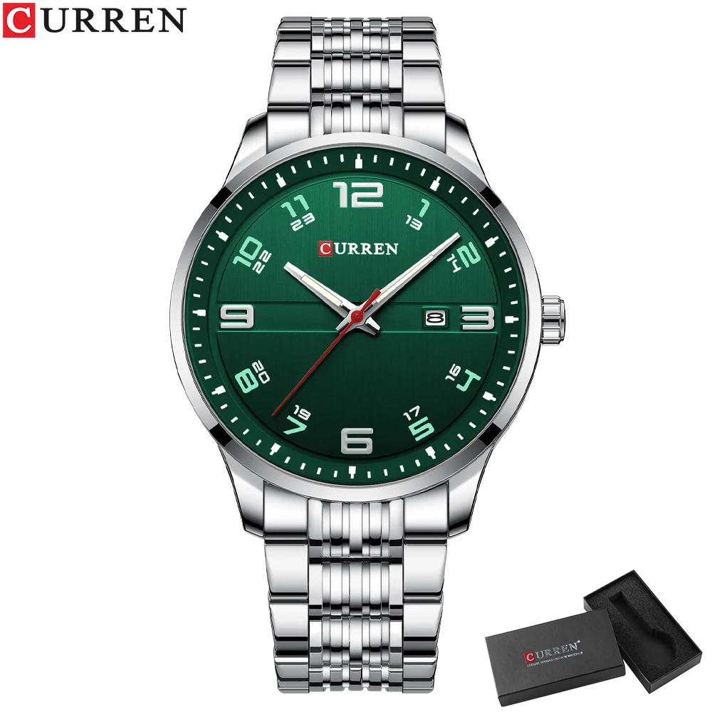 CURREN Business Herren Luxusuhren Edelstahl Quarz Armbanduhren Männliche automatische Datumsuhr mit Leuchtzeigern