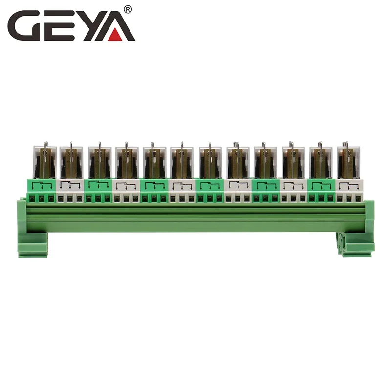 GEYA NG2R Din Rail 12 Group Relay Module Replaceable Relay Board 12VDC 24VDC SPDT RELAY