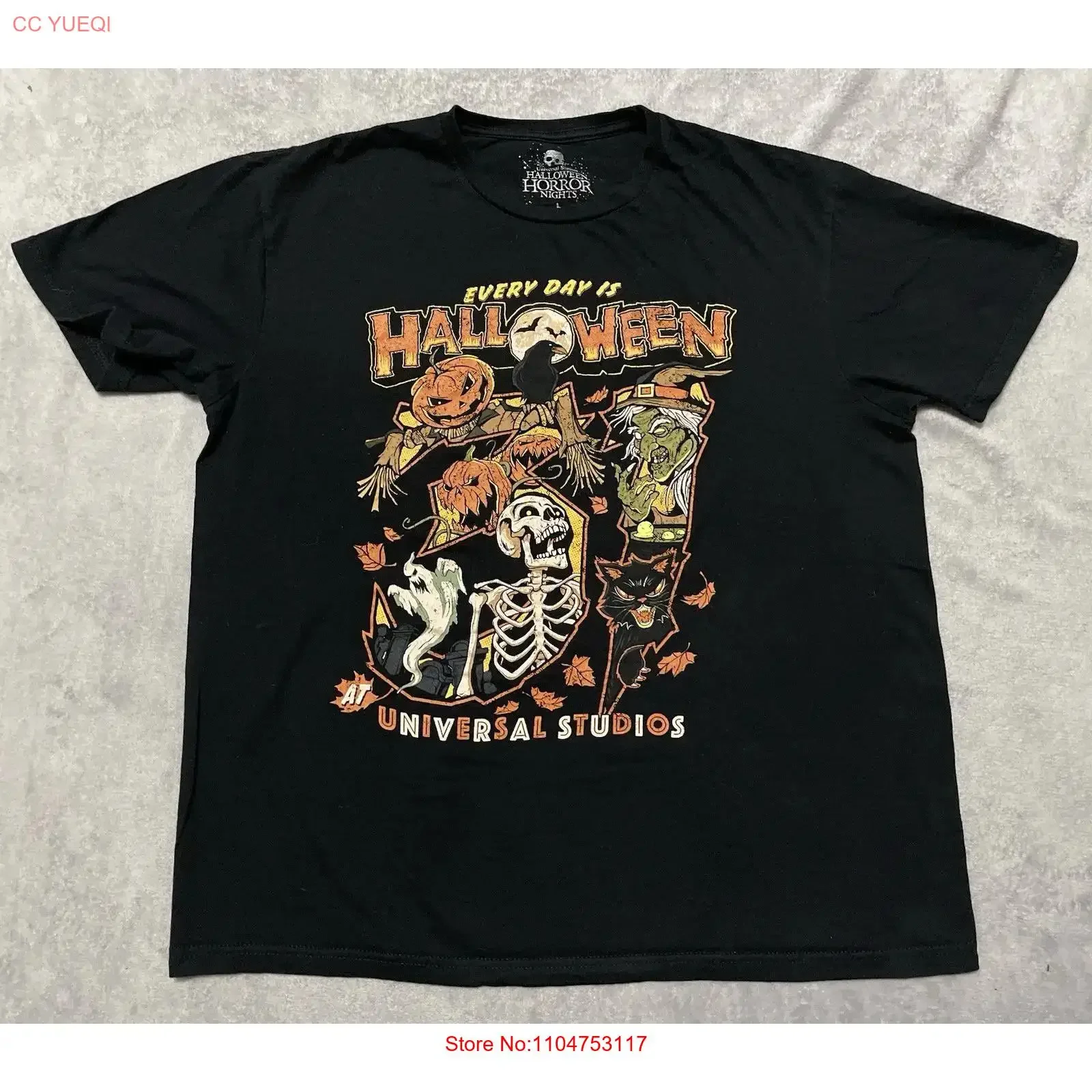 2022 Every Day Is Halloween Horror Nights HHN Universal Orlando T Shirt L Large vintage Washed Stretched homme Comfortable