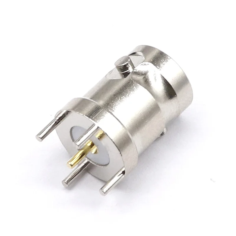 BNC-KE connector Four-legged BNC female seat 180-degree vertical bnc-pcb welded plate type 4-legged BNC socket