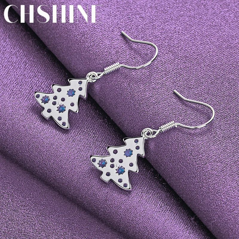 CHSHINE 925 Sterling Silver Christmas Tree Earrings Charm Jewelry Women's Party Fashion Eardrop