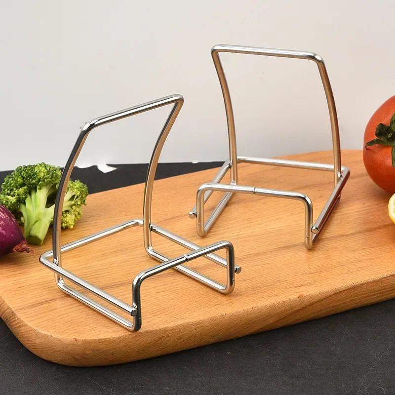 Soporte para tapas de ollas de acero inoxidable de 2 piezas, estante de almacenamiento de acero inoxidable, soporte para tablas de cortar, tapa para ollas de barro, utensilios de cocina