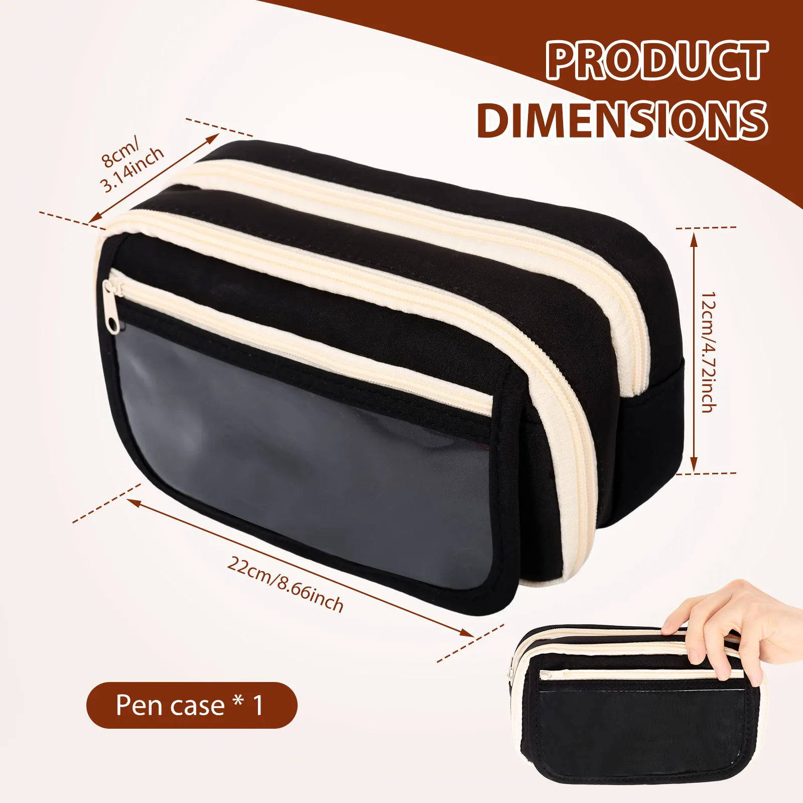 Pencil Case Large Capacity Pencil Pouch Handheld Pen Bag Cosmetic Portable Pen Box Gift for Office School Stationery Storage Bag