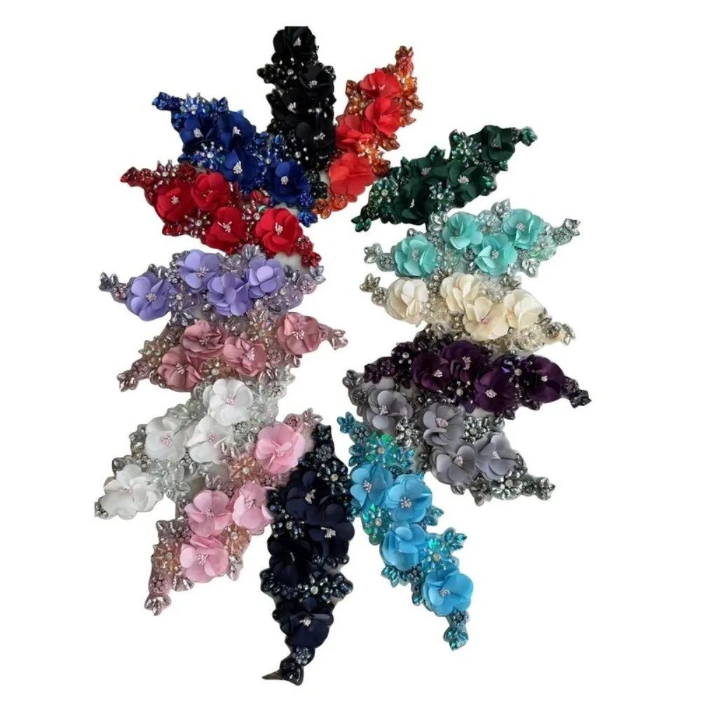 Strass Perlen Perlen Spitze Applikation Funkelnde Glasperle 3D Kristall Diamant Spitze Patch DIY Eisen auf Damenbekleidung Zubehör