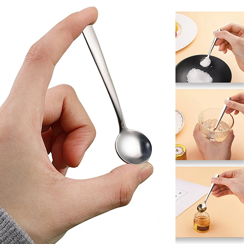 Ice Cream Fruit Spoon Teaspoons Gold Silver Tea Coffee Mixing Round Stainless Steel Dessert Drink Tableware Kitchen