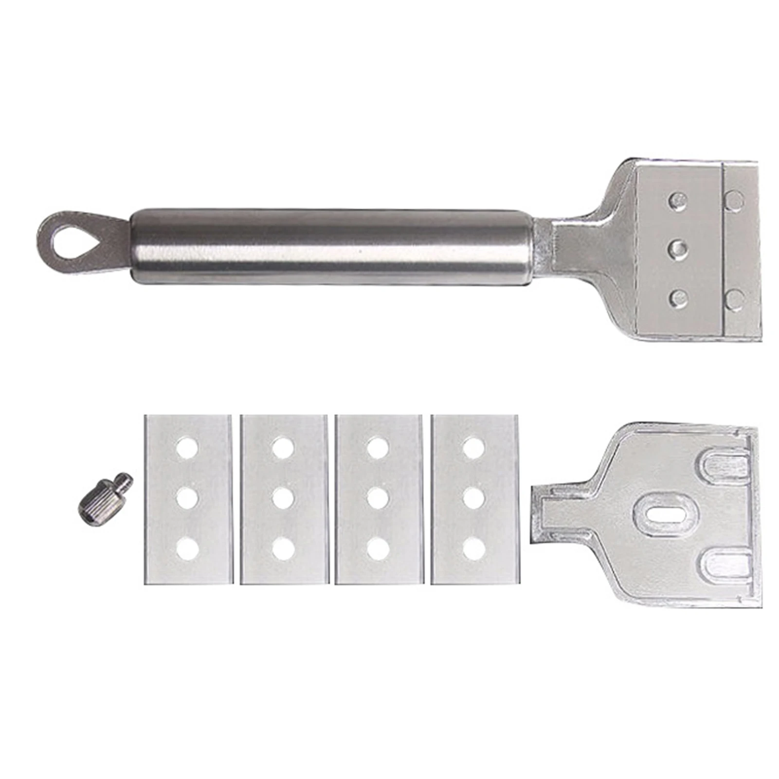 

Скребок для лезвия бритвы, скребок для стекла из нержавеющей стали, стык для варочной панели с 4 сменными лезвиями для снятия этикеток