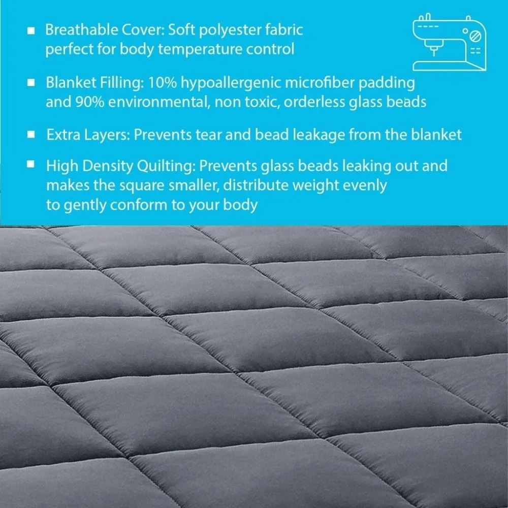 3 Sizes Weighted Blanket Heavy Weight Soft Material Calming Gravity Blanket Breathable Fabric Quilted Design Tranquility Blanket