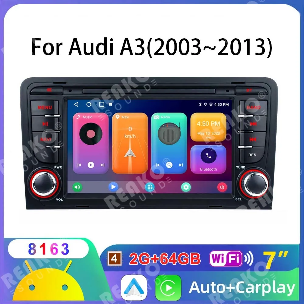 Wireless Carplay 2 Din Android Car Radio For Audi A3 8 11P S3 2003-2012 RS3 Sportback Multimedia GPS Navigation Stereo Head Unit