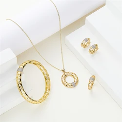 2022 New Fashion Jewelry Set Women's Wedding Exquisite Jewelry Accessories Metal Gilded Necklace Earrings Festival Gift