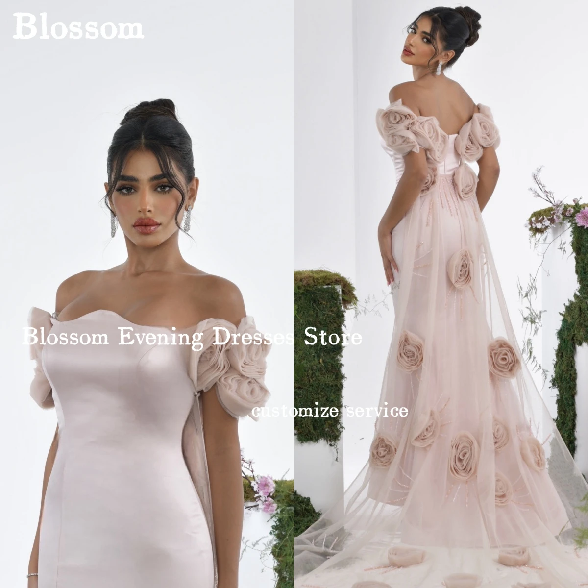 Off Shoulder Luxury Evening Dresses For Prom Ruffles Beaded Long Tail Zipper-up Wedding Party Gown Bridal فساتين مناسبة رسمية