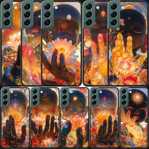 Golden Light Little Buddha Phone Case For Samsung S25 Edge S24 FE Galaxy S22 Ultra S21 Plus S20 S23 S10 Plus Cover Silicone Soft