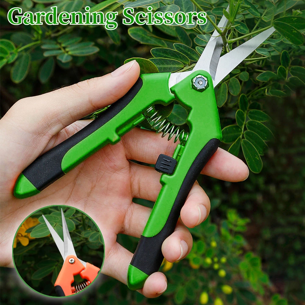 

6.5 Inch Gardening Scissors Stainless Steel Blades Straight Elbow Plant Grass Cutter Fruit Picking Weed Potted Pruning Shears