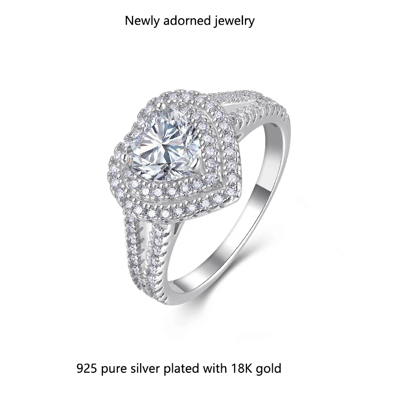 

Cross-border bestseller Amazon hip-hop exaggerated pure silver ring, fully moissanite fashion women's ring