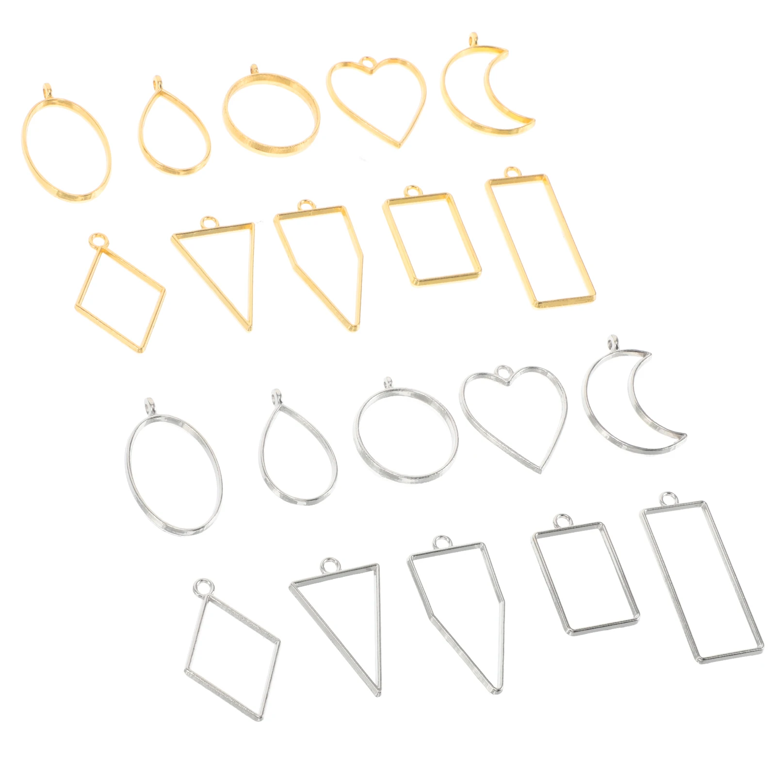 

20 Pcs Gold Hollow Border Jewelry Bail Bead Charms Bezels for Resin Making Attachment Mini Clips Hook Zinc Alloy