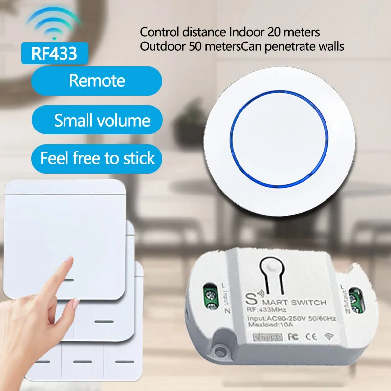 AC 110V 220V  rf 86 wall panel transmitter 433Mhz wireless Wall Switch Safety Switch and relay interruptor for Light Lamp