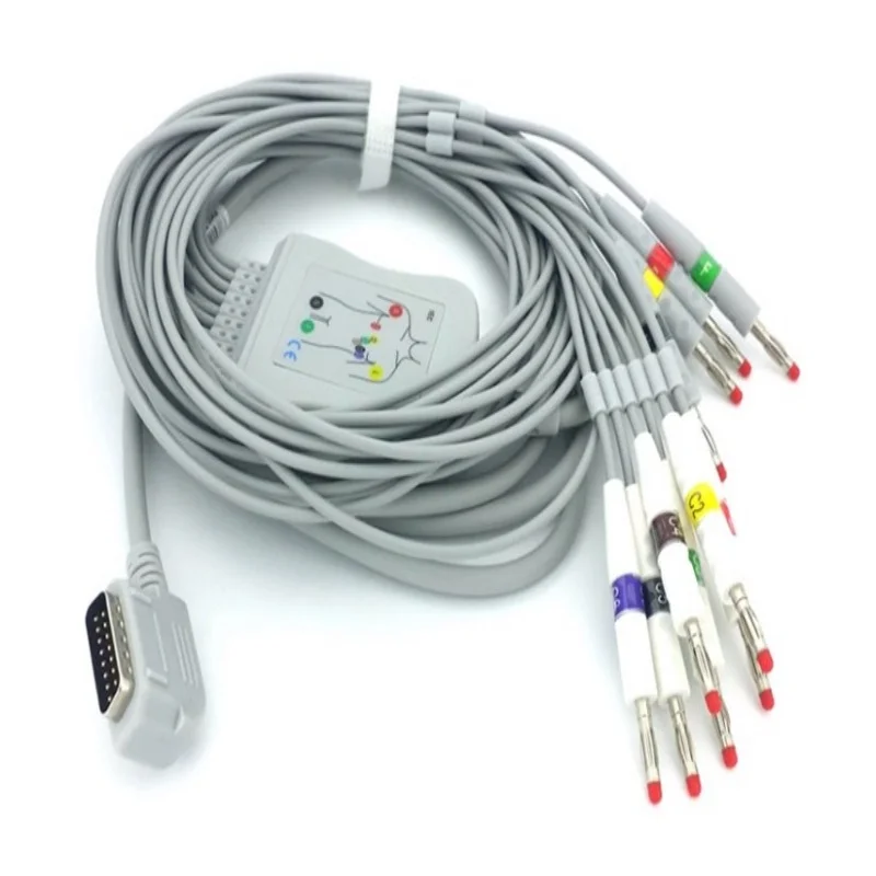 

Совместимость с проводом для ЭКГ-машины Kenz Cardico Kenz Cardico 1211, 10-выводной штекер типа «банан», провода