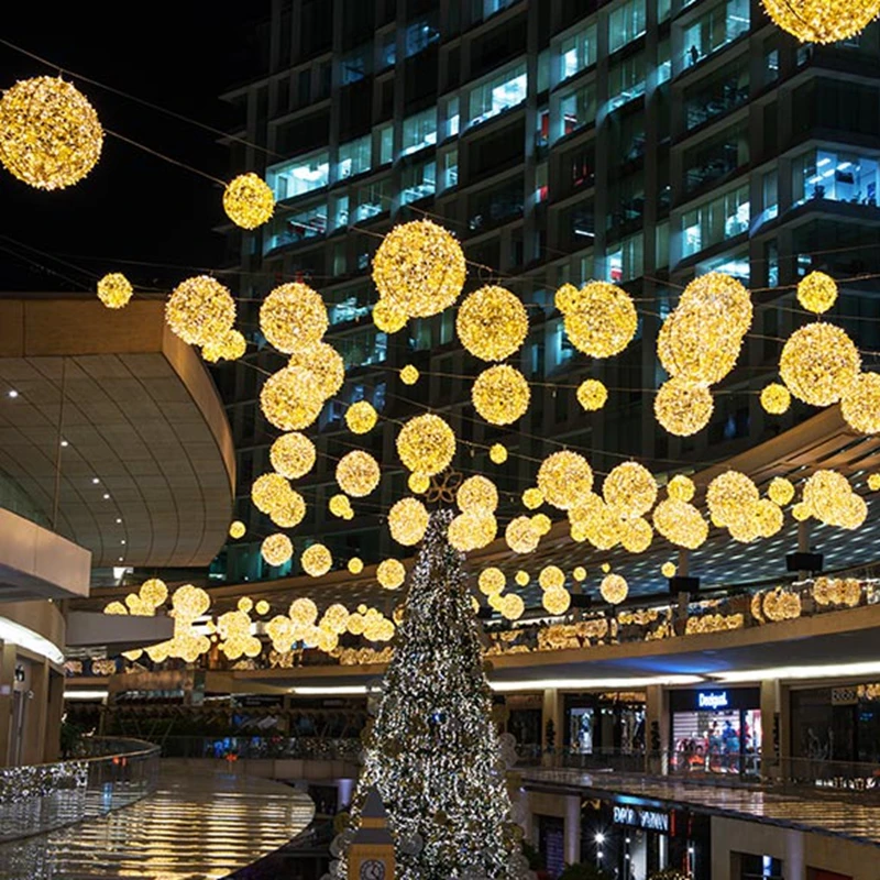 Custom. outdoor decoration 3D motif hanging LED ball sphere light