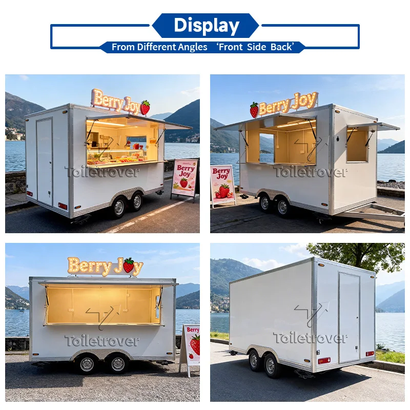 Commercial Food Trailer Waffle Crepe Mobile Cart Pastry Food Trailer Carrito Vintage de Food Truck with Gas Oven Deep Fryer