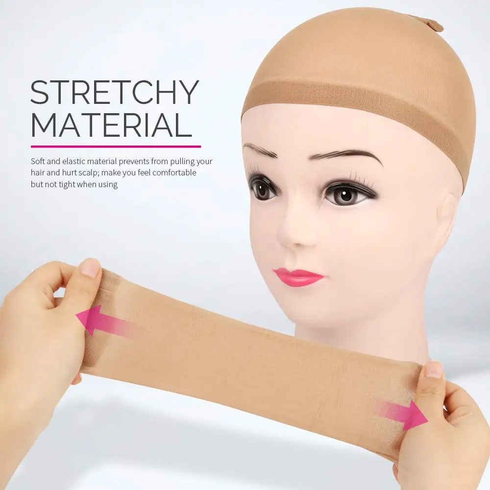 1/6/12bags Ventilated Nylon Mesh Nude Stocking Wig Cap Hairnets Stretchy Close End Super Extra Thin Skin Breathable Wig Cap